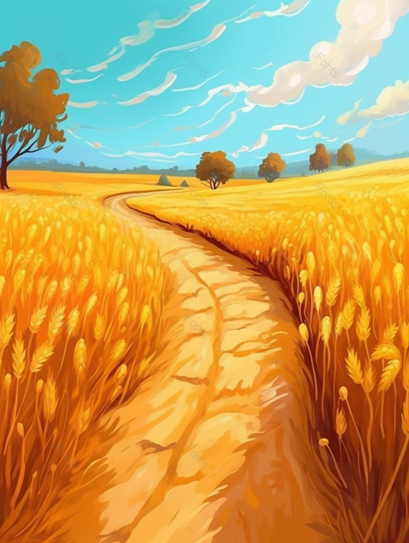 秋日间小路写实手绘插画壁纸,插画/手绘图,插画/手绘图库,插画/手绘图下载,插画/手绘